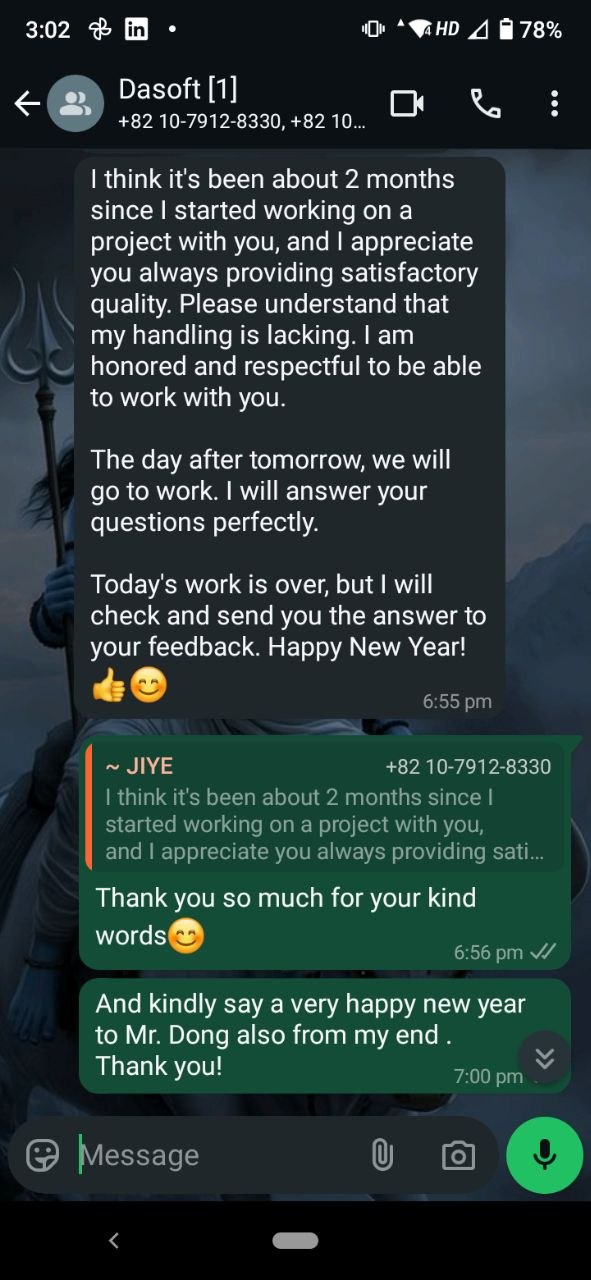 Client message screenshot