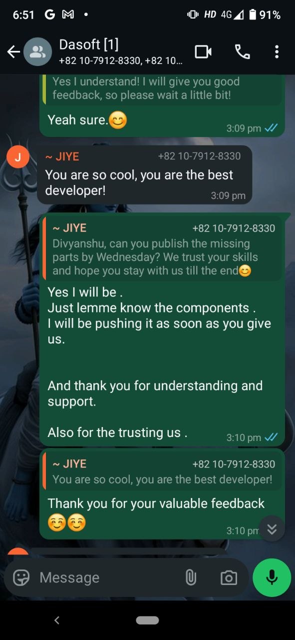 Client message screenshot