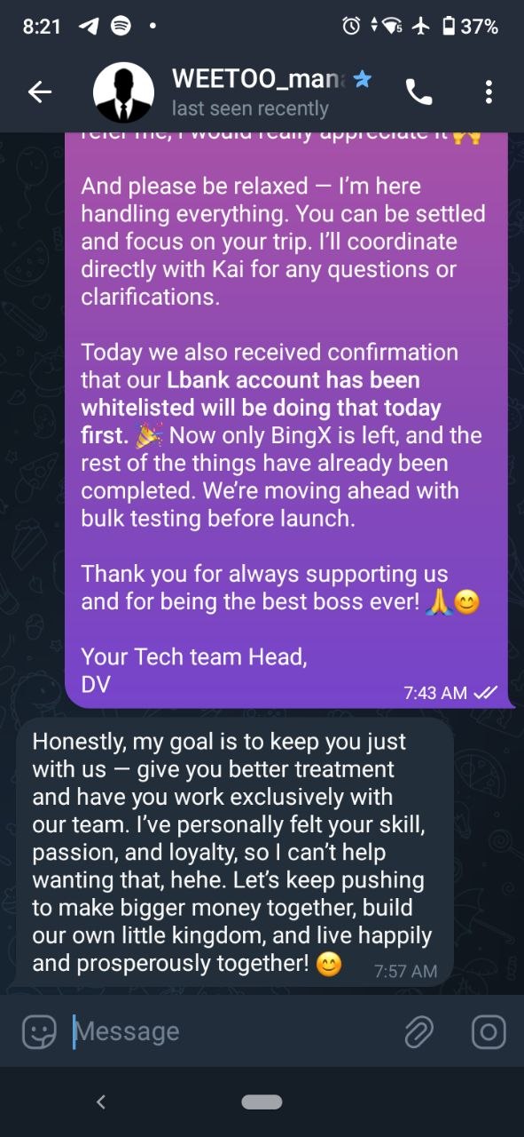Client message screenshot