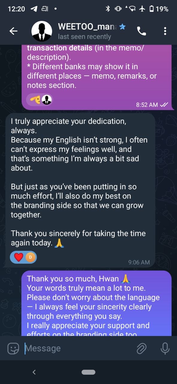 Client message screenshot