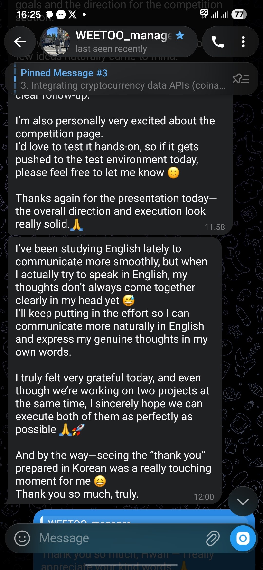 Client message screenshot