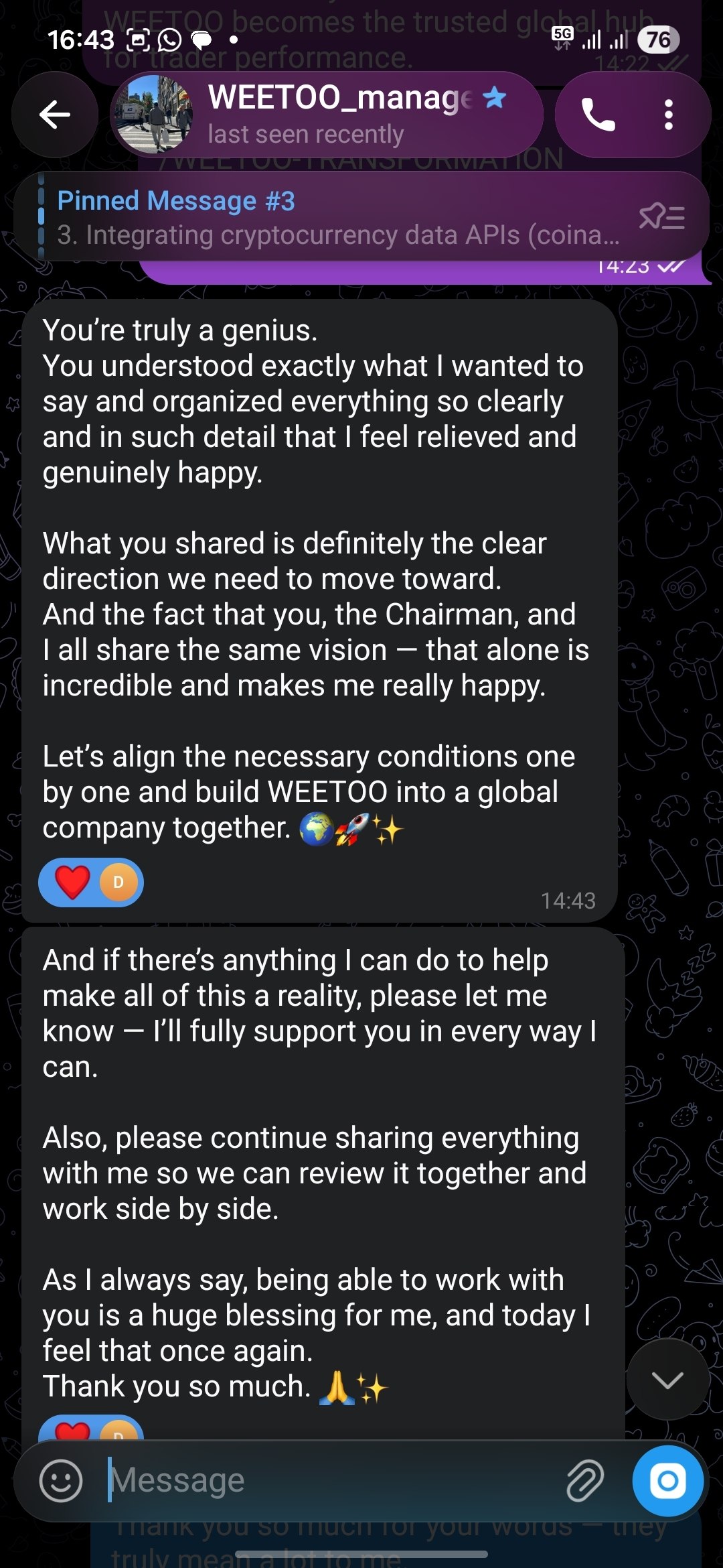 Client message screenshot